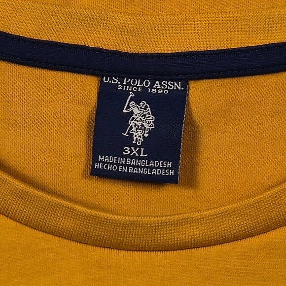 U.S. Polo Assn Long Sleeve‎ T-Shirt 3XL Mustard Yellow Cotton Logo Tee Casual - Picture 3 of 7